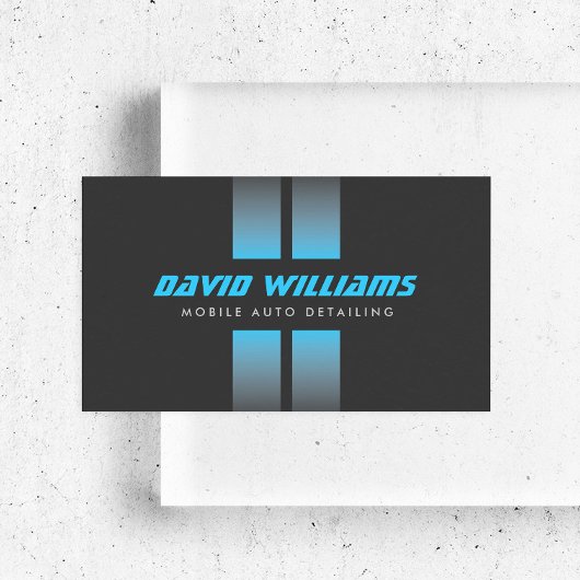 RACING STREPEN BLAUW/GRIJS Auto Detailing, Reparat Visitekaartje