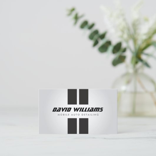 RACING STRIPES GRIJS/ZWART Auto Detailing, Reparat Visitekaartje (Staand voorkant)