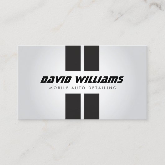 RACING STRIPES GRIJS/ZWART Auto Detailing, Reparat Visitekaartje (Voorkant)