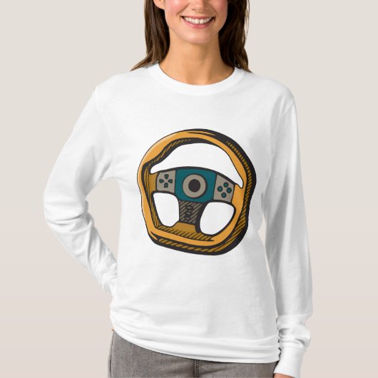 Racing Stuurwiel Controller Gamer T-shirt (Voorkant)
