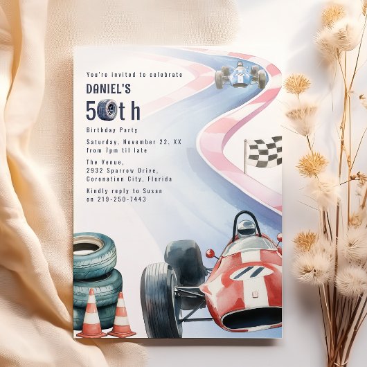 Racing Thema 50ste Verjaardagsfeest Kaart