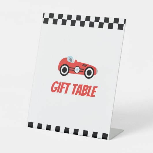 Racing Theme Table Top Sign Reclamebord Met Voetstuk (Voorkant)