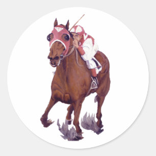 Racing Thoroughbred is het winnende paard Ronde Sticker