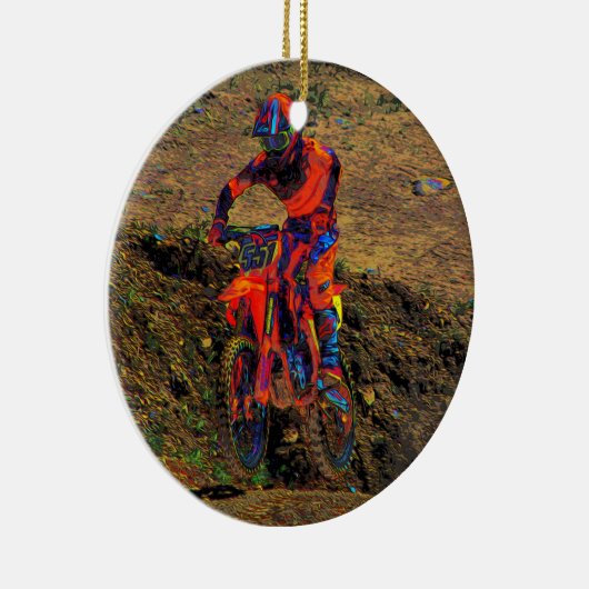 Racing tot Win- Motocross racer keramische versier Keramisch Ornament (Rechts)