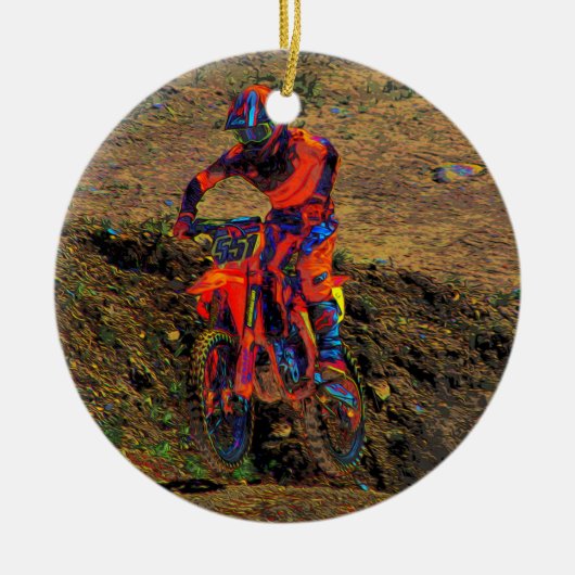 Racing tot Win- Motocross racer keramische versier Keramisch Ornament (Voorkant)