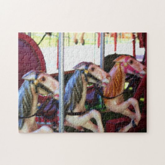Racing van carrouselpaarden Fotoschilderingen Legpuzzel (Horizontaal)