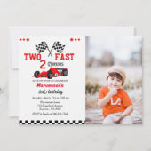 Racing van twee snelle autojongen op de tweede ver kaart (Voorkant)