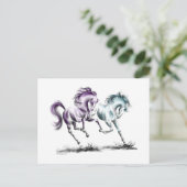 Racing van wilde paarden briefkaart (Staand voorkant)
