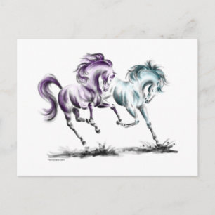Racing van wilde paarden briefkaart