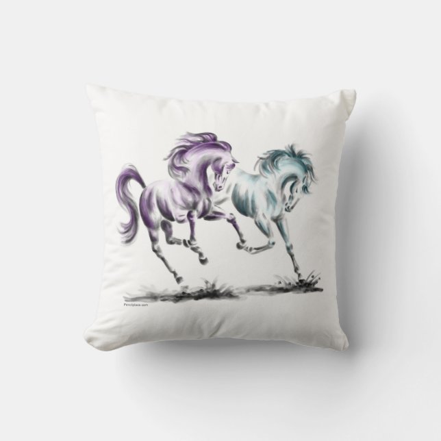 Racing van wilde paarden kussen (Voorkant)