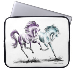 Racing van wilde paarden laptop sleeve