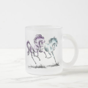 Racing van wilde paarden matglas koffiemok