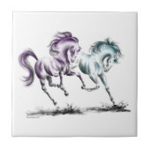 Racing van wilde paarden tegeltje (Voorkant)