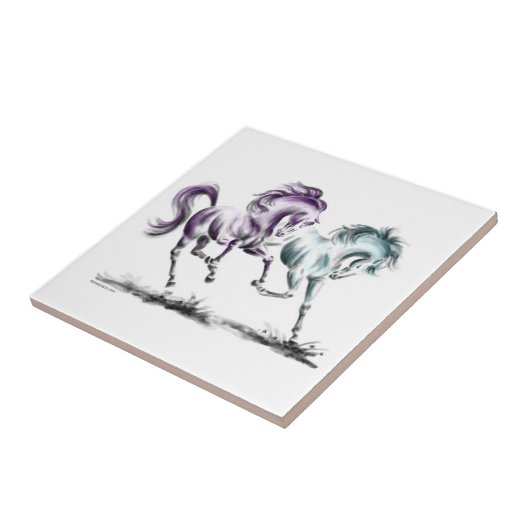 Racing van wilde paarden tegeltje (Zijkant)