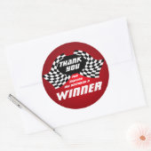 Racing vlaggen dank je rood ronde sticker (Envelop)