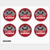 Racing vlaggen dank je rood ronde sticker (Vel)
