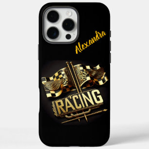 Racing vlaggen zwaaien aan de finish iPhone 16 pro max hoesje