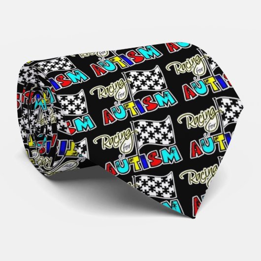 Racing voor Autism Black Stropdas (Opgerold)