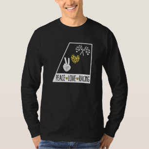 Racing Vrede Liefde Raceauto Geruite Vlag Race Par T-shirt