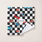 Racing zwart-wit modern patroon met auto's bad handdoek (Wasdoekje)