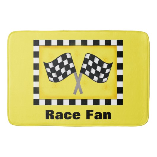 Racing Zwarte Witte Geruite Vlag Custom Badmat (Voorkant)