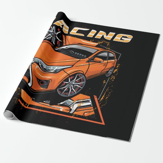 Racingwagen _ Motor (101) Cadeaupapier (Uitgerold)