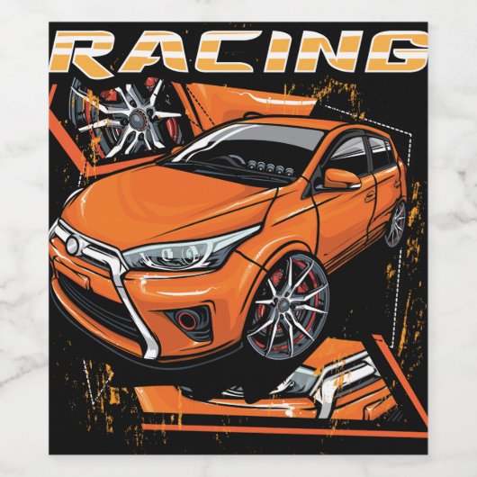 Racingwagen _ Motor (101) Wijn Etiket (Enkel label)