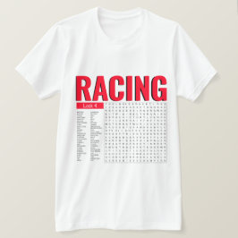 Racingwoorden zoeken t-shirt