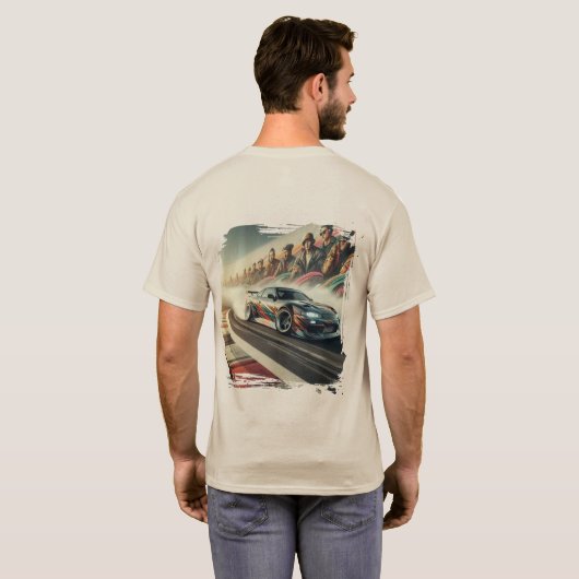 Racircuit Auto & Fan Mural Graf T-shirt (Achterkant volledig)