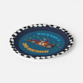 Racisme Kind Birthday Race Car Theme Uitnodiging Papieren Bordje (Gekanteld)