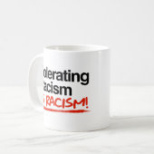 Racisme tolereren is racisme koffiemok (Voorkant links)