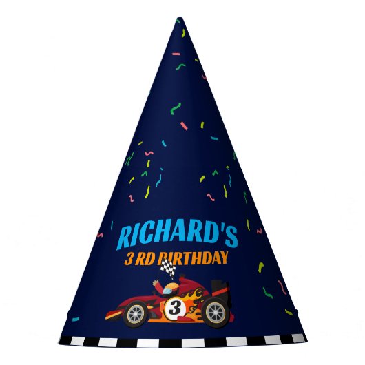 Racistisch Kind: Birthday Race Car Theme Feesthoedjes (Voorkant)