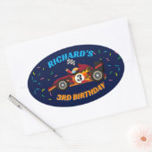 Racistisch Kind: Birthday Race Car Theme Ovale Sticker (Envelop)
