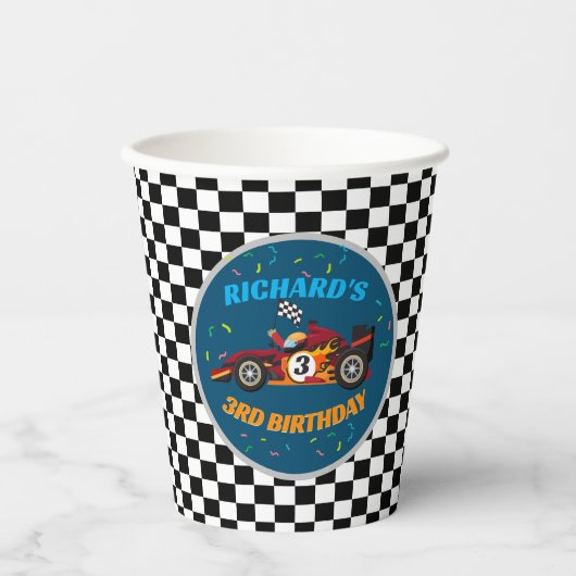 Racistisch Kind: Birthday Race Car Theme Papieren Bekers (Voorkant)