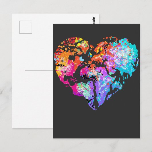 Racistisch ontwerp kleurig wereldhartsymbool stopp briefkaart (Voorkant / Achterkant)