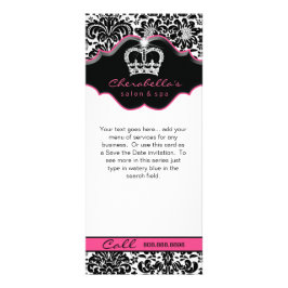 Rack Card Damask White Black Pink Floral Crown Reclamekaart