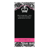Rack Card Damask White Black Pink Floral Crown Reclamekaart (Achterkant)