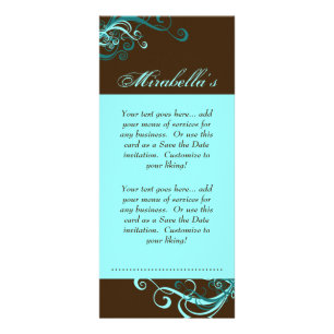 Rack Card Swirl Salon Spa Blue Brown Reclamekaart