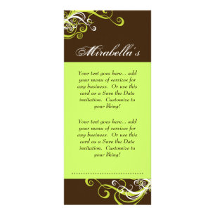 Rack Card Swirl Salon Spa Lime Green Brown Reclamekaart
