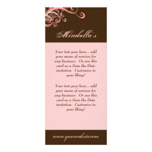 Rack Card Swirl Salon Spa Pink Brown Reclamekaart