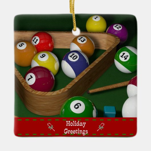 "Rack 'em up," game of billiards Keramisch Ornament (Voorkant)