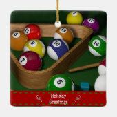 "Rack 'em up," spel biljart Keramisch Ornament (Achterkant)
