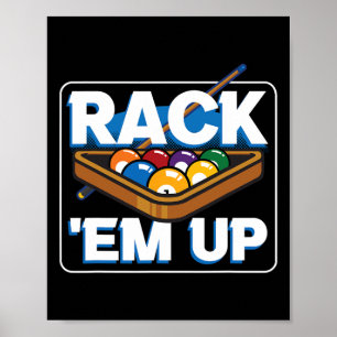 Rack EM Up Stick Speler Sportkrijt Game Pool Poster