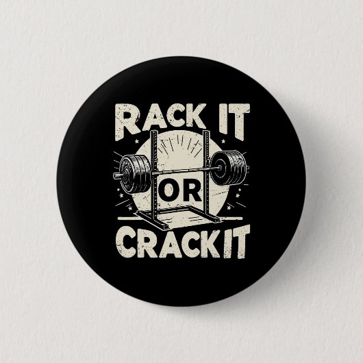 Rack It of Crack It Barbell Bodybuilding 1 Ronde Button 5,7 Cm (Voorkant)