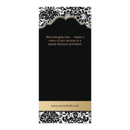 Rack Kaart Damask Beige Floral Salon Spa Mode (Achterkant)