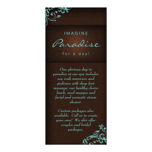 Rack Kaart Floral Linen Salon Spa Blue Brown (Voorkant)