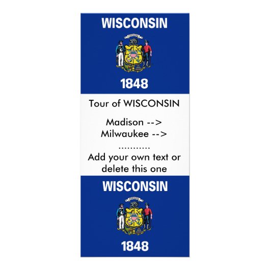 Rack Kaart met vlag van Wisconsin, V.S.A. (Voorkant)