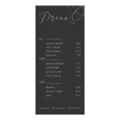 Rack-Kaart met zwarte en witte Beauty Salon-prijsl Reclamekaart (Voorkant)