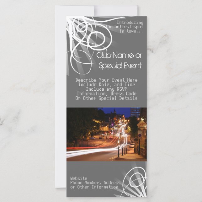 Rack Kaart Printen, nachtclub / partijthema (Voorkant)