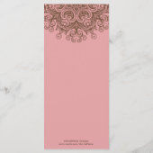 Rack-Kaart van het Roze en bruine Wedding Menu (Achterkant)